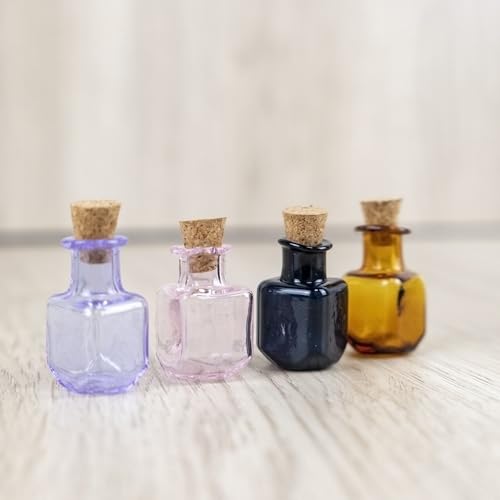 2ml Mini Rectangle Glass Bottles with Cork (7 Count)