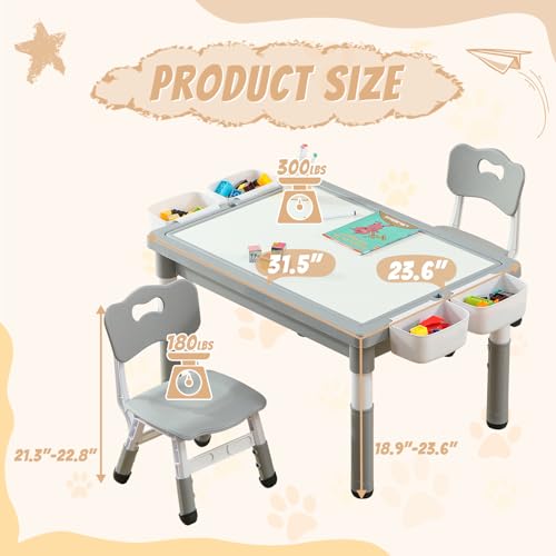 Multi Functional Kids Table and 2 Chairs Set (3 Count)