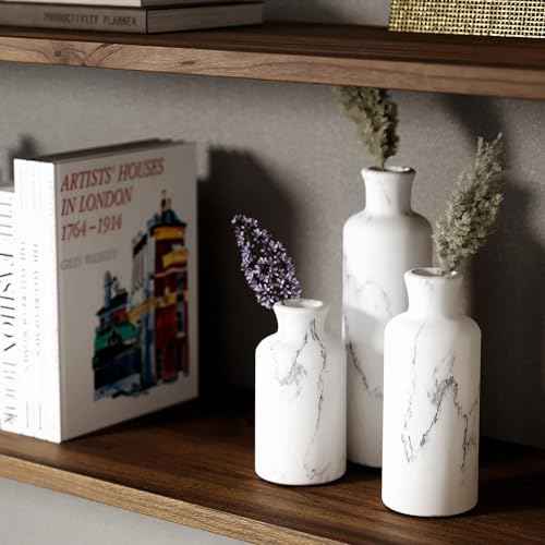 White Marble Look Vases Home Decor (3 Count)