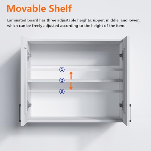 White Laundry Room Cabinets and Storage with 2 Doors and Utility Adjustable Shelf