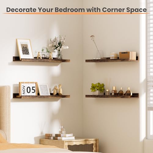 Floating Shelves for Wall Decor and Storage (6 Count)
