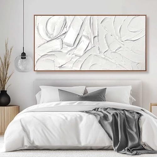 White Wall Art For Living Room Extra Large Wall Decor Abstract Paintings Modern Artwork Pictures Arts 36"x70"