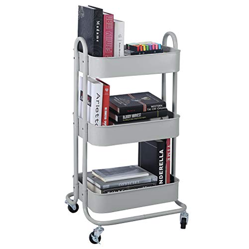 3 Tier Metal Mesh Utility Rolling Cart Storage Organization Cart with Wheels (3 Count)