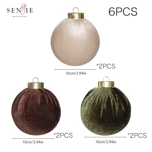 4IN Large Velvet Christmas Ornaments (6 Count)