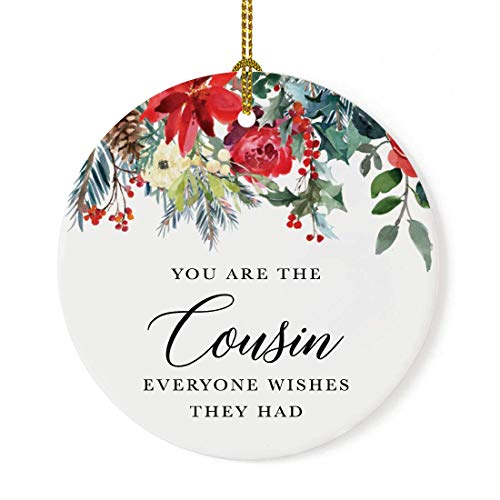 Round Ceramic Porcelain Christmas Tree Ornament Keepsake Gift for Cousins