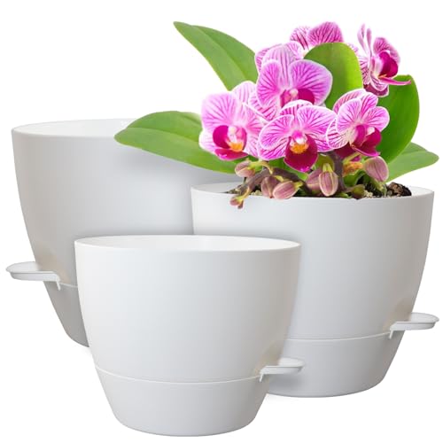12/10/9 inch Large Self Watering Pots for Indoor Plants, Set of 3 (3 Count)