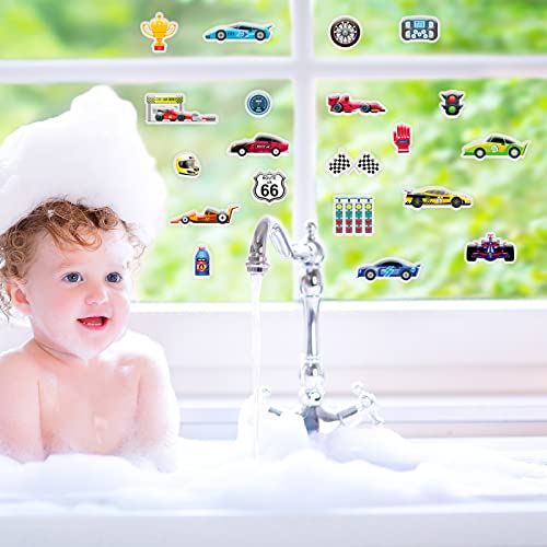 23 PCS Racing Car Thick Gel Clings Car Themed Window Gel Clings Decals Stickers for Kids Toddlers and Adults Home Airplane Classroom Nursery Transportation Party Supplies Decorations Removable and (23 Count)