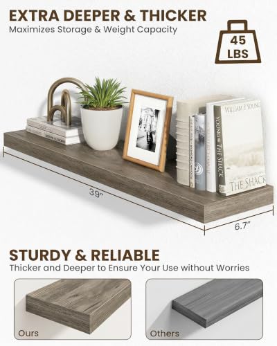 40" Floating Shelves for Wall (2 Count)