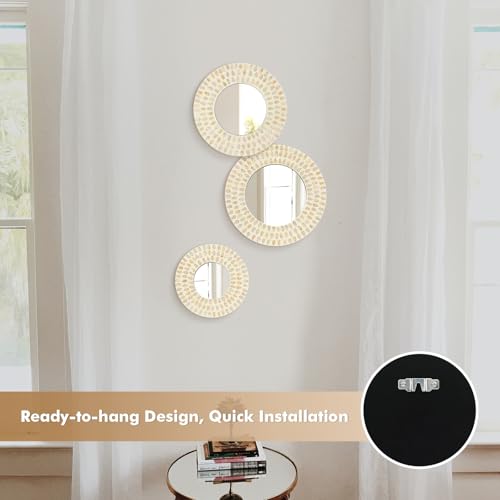 Boho Mirror Wall Decor for Living Room (3 Count)
