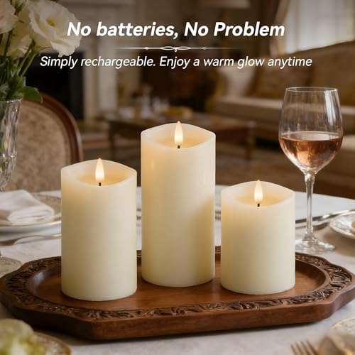 Ivory Real Wax LED Rechargeable Flameless Battery (3 Count)
