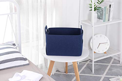 Storage Basket Felt Storage Bin Collapsible& Convenient Box Organizer with Carry Handles for Office Bedroom Closet Babies Nursery Toys Laundry