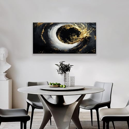 Canvas Art Wall Decor Print Modern Abstract Art Paintings Black And Gold Wall Art Prints Abstract Wall Art Pictures For Bedroom Kitchen Office Home Artwork 20" × 40"