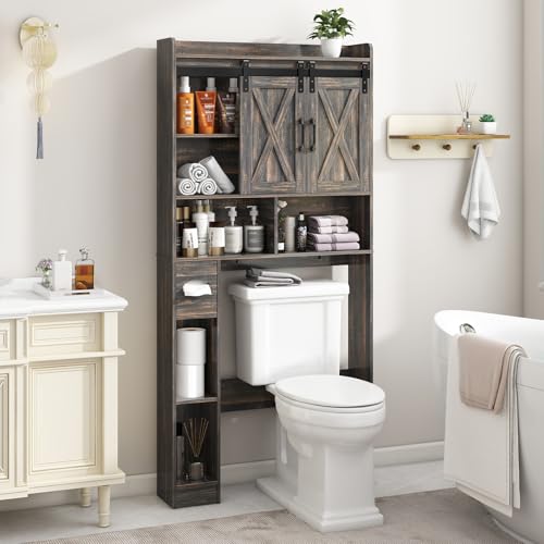 Over The Toilet Storage Cabinet with Sliding Doors