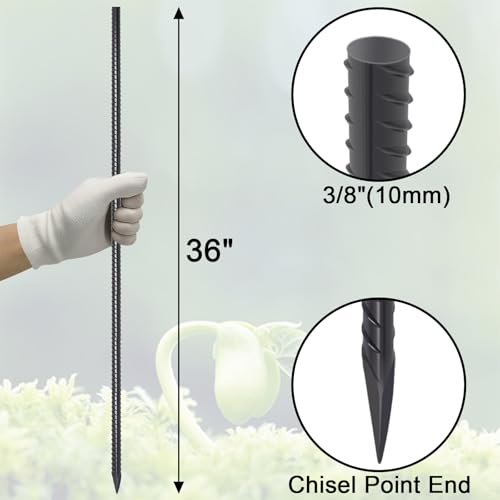 Straight Rebar Stakes 36 Inch Ground Concrete Form Stakes Heavy Duty (16 Count)
