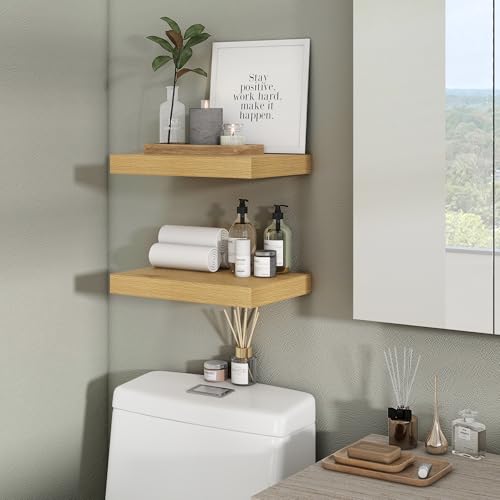 Floating Shelves 15.7" W x 10.3" D Oak Set of 2 (2 Count)
