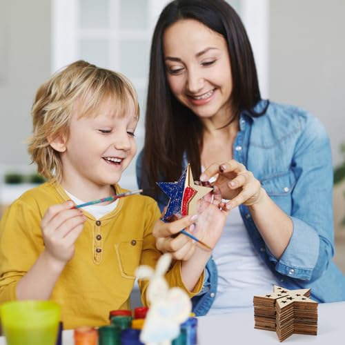 DIY 3D 4th of July Stars Wood Crafts to Paint (24 Count)