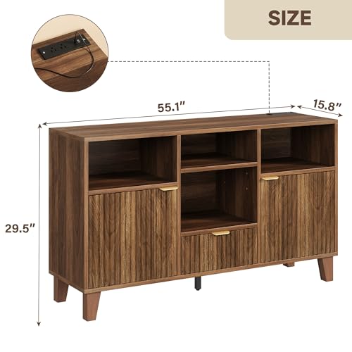Large Round Record Player Stand with Vinyl Record Storage & Charging Station