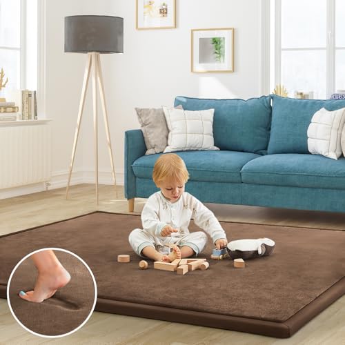 Baby Play Mat for Floor Nursery Rug Muscle Mat Area Rug Playroom Rug 47"x47" Playpen Mat Elastic Foam 1.3" Thick Crawling Mat for Babies