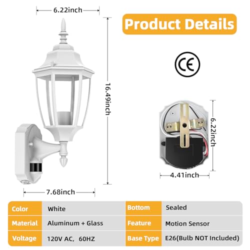 Motion Sensor Outdoor Wall Lights Fixtures (2 Count)