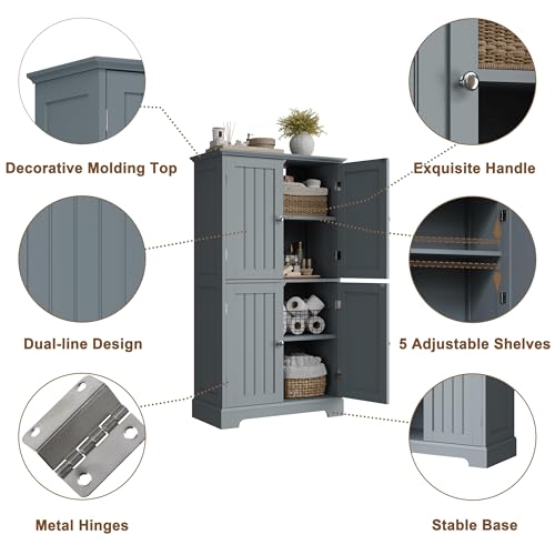 Bathroom Floor Cabinet with Adjustable Shelves