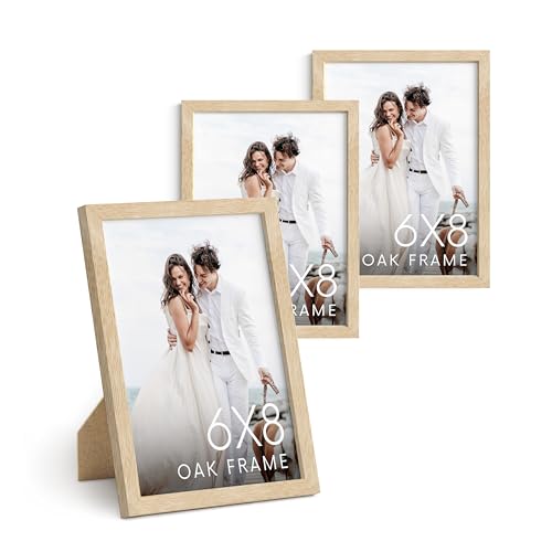Beige Oak Wood 6x8 Picture Frame (3 Count)