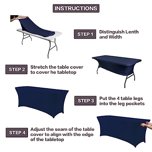 8FT Table Cloth for Rectangular Spandex Jean Blue Table Cover