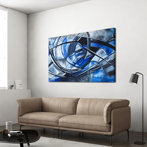 Abstract Wall Art Decor Modern Wall Art Pictures for Living Room Abstract Canvas Art Wall Decor Blue Wall Art Prints Black and White Wall Art Decor Artwork for Walls Home Office Decorations 32" X 48"