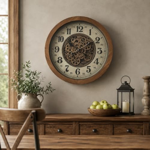 Large Real Moving Gears Wall Clocks for Living Room Decor
