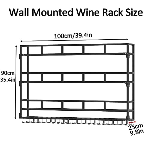 Modern Wine Rack Wall Mounted With Glass Holder
