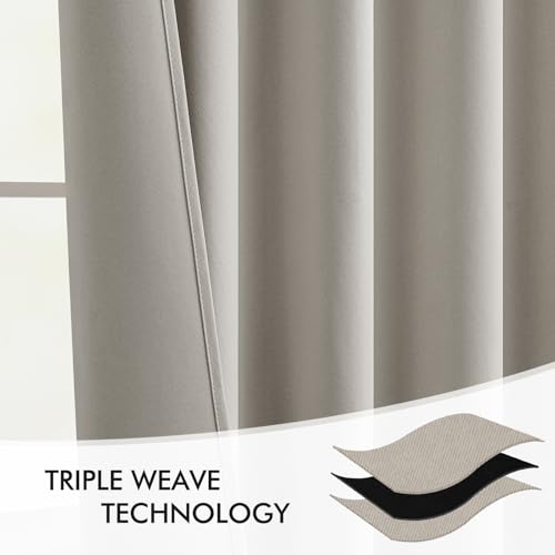 Natural Back Tab Blackout Curtains 52x90 Inch Long 2 Panels Set (2 Count)