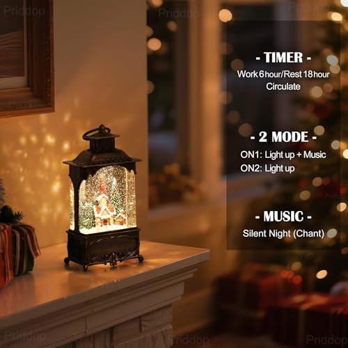 Church Snow Globe Christmas Decorations Gifts Snowman Cabin Cardinal Tree USB