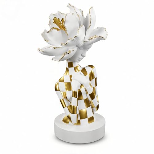White and Gold African Woman Sculpture