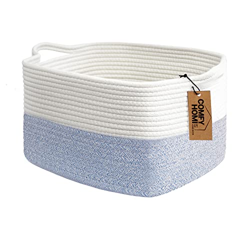 Cotton Rope Woven Basket with Handles for Shelves