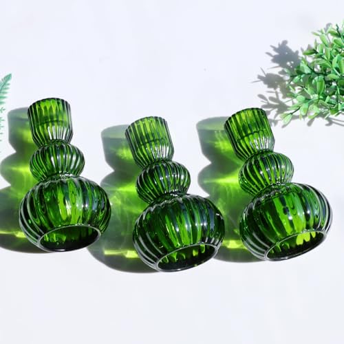3pcs Green Taper Candle Holders (3 Count)