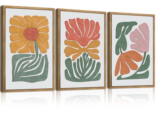 Large Boho Colorful Floral Wooden Wall Art Set