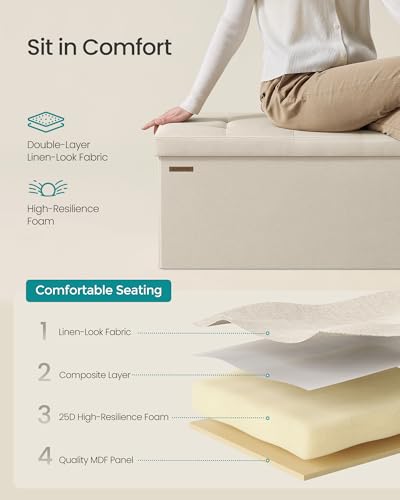 30 Inches Folding Storage Ottoman Bench