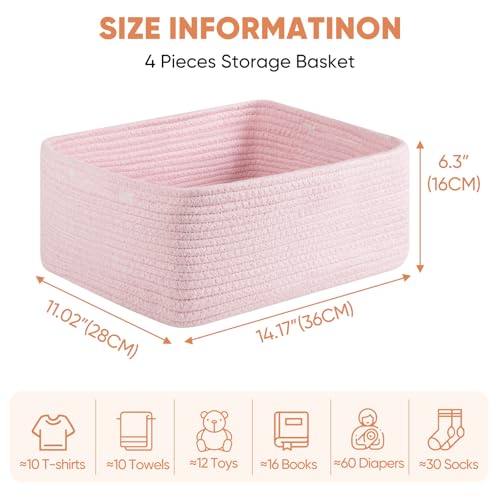 4 Pack 14.17 * 11.02 * 6.3IN Storage Baskets for Organizing Shelves (4 Count)
