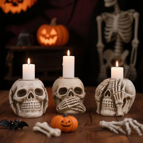 Halloween Skull Candle Holder