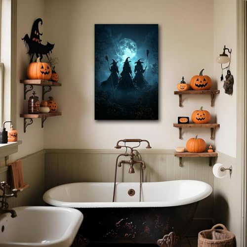 Moonlight Witches Halloween Canvas Art Picture
