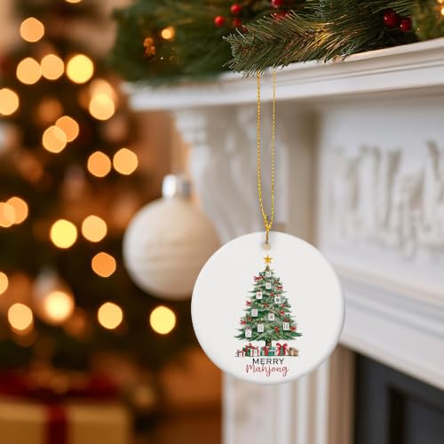 Red and Green Christmas Mahjong Tree Ceramic Ornament Gifts