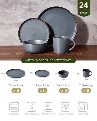 Mercury 24 Piece Dinnerware Set with Mugs