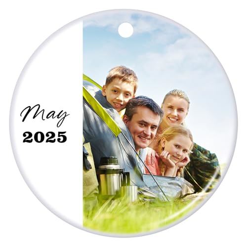 Personalized Christmas Ornaments 2025 Ceramic Custom Photo Text Christmas Ornament Customized Photo Ornament Christmas Tree Decorations Gift for Family Kids Friends Couples Wedding