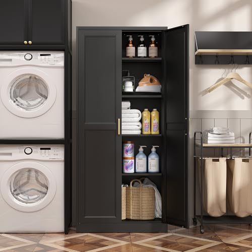 71"Metal Pantry Storage Cabinet with Doors & 4 Adjustable Shelves