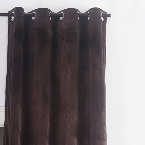 Set of 2 Heavy Velvet Flannel Blackout Window Curtains Drapes with Top Grommet Draperies Eyelet 52 inches Wide by 120 inches Long