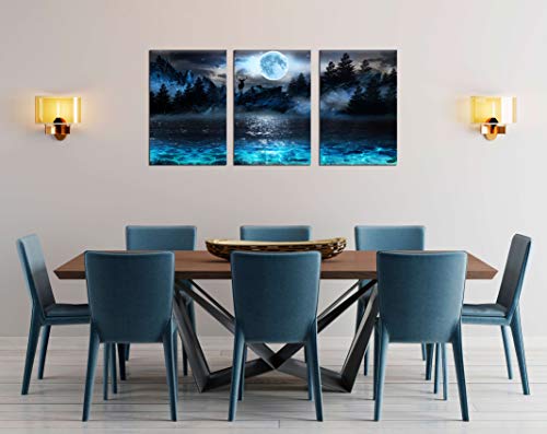 Moon Deer Ocean Landscape Picture Wall Art For Living Room & Bedroom