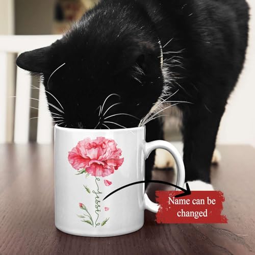 Personalized Floral Carnation Mug