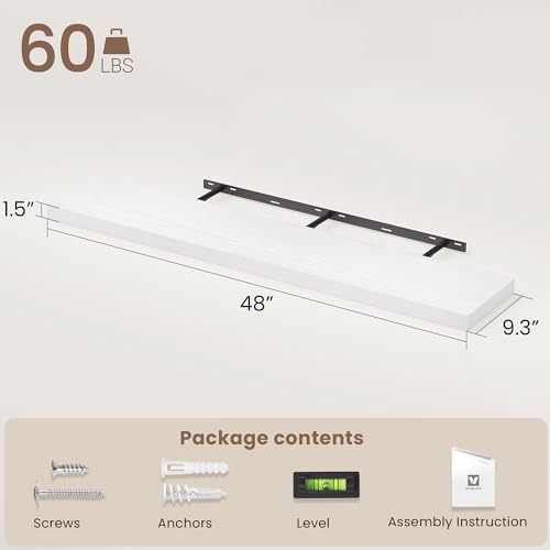 Floating Shelves 9 inch Deep 48”Long Set of 1