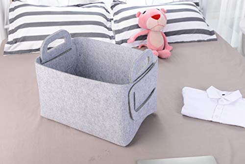 Storage Basket Felt Storage Bin Collapsible& Convenient Box Organizer with Carry Handles for Office Bedroom Closet Babies Nursery Toys Laundry