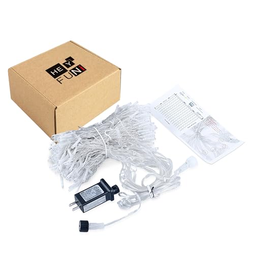 9.8FT x 9.8FT White Curtain Lights Plug in