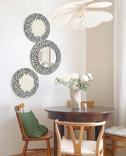 Mother of Pearl Wall Mirror Decor for Hallway Gallery (3 Count)
